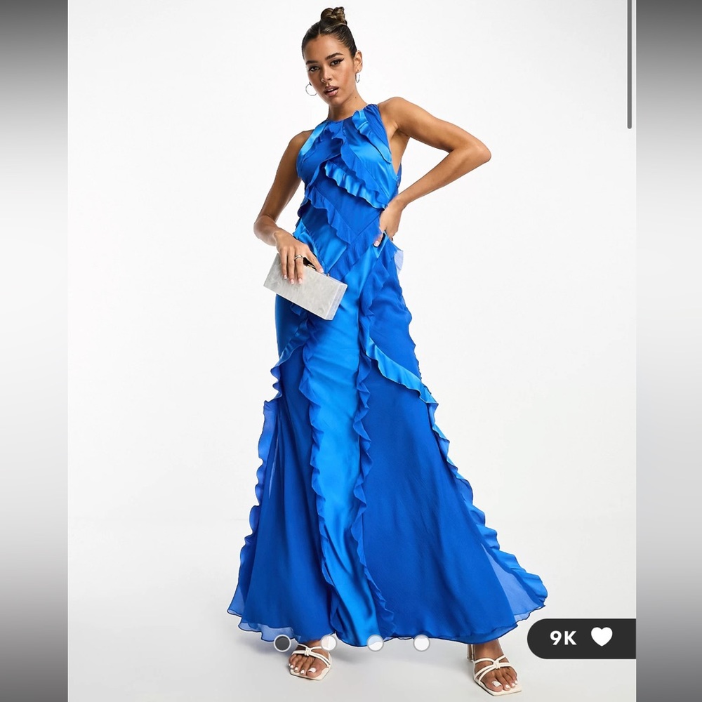 ASOS Sapphire Ruffle Open-Back Maxi Dress - Picture 2 of 9